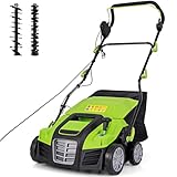 GiantexUK 2000W Lawn Scarifier and Aerator, 40CM Working Width Electric Lawn Rake with 5 Cutting Depth, 3 Position Height, Folding Handle, 55L Collection Box & 10M Power Cord, for Dethatching Raking