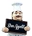 Ebros Bon Appetit French Bistro Chef Pierre Holding Sign Statue Kitchen Welcome Decor Figurine 12