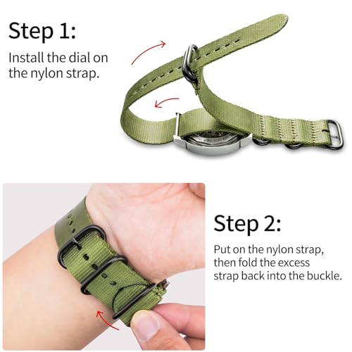 Ritche Christmas Gift 18mm 20mm 22mm 24mm Military Ballistic Nylon Strap With Black Heavy Buckle Watch Band (Glossy Buckle), White Elephant Gifts, Stocking Stuffers for Men