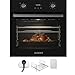 Produktbild KB-ELEMENTS Einbaubackofen mit stecker - Pizzafunktion, Umluft, Rotisseriefunktion, A+, 3 Fach-Verglasung, EU-Stecker, Teleskopauszug (Schwarz)