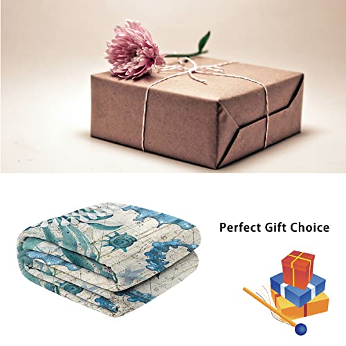 Sea Horse Throw Blankets Summer Bed Blanket Soft Sofa Sea Nautical Theme Decor Gift Blanket 50X60 Inch With 2 Pillowcase For Sea Horse Lovers Animal Lovers, 50 Inches X60 Inches #TOP4