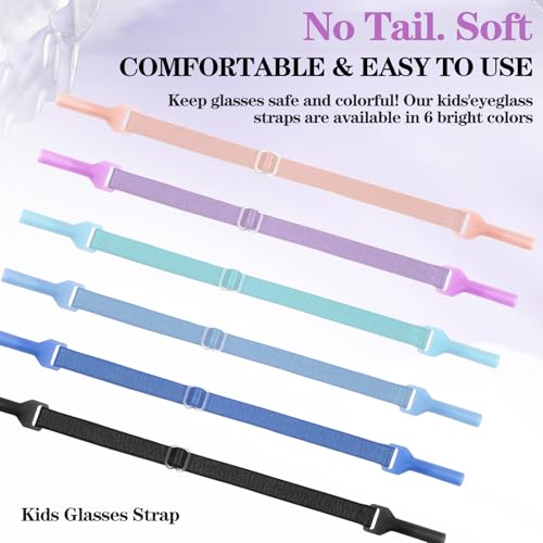Yuanchu Brillenband Für Kinder mit Silikongriffen,6 Stück Verstellbarer Sportbrillenband Rutschfeste Brillenbänder Elastischer Brillenhalter für Jungen Mädchen Sonnenbrille Lesebrille Sportbrille