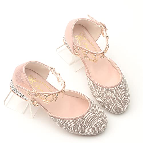 Girl's Glitter Ballerina Mary Jane Low Heel Wedding Bridesmaids Party School Princess Flower Dress Shoes for Kid Toddler2