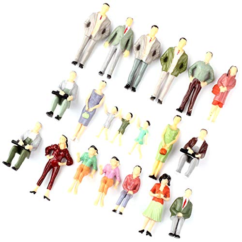 Iceyon 20pcs G Scale Model People Painted Passenger Figures Train Architectural Diorama Miniature Scenery Layout (Mixed Poses 1:25)