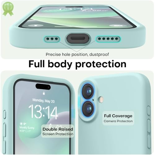 Image of LOVE 3000 Designed for iPhone 16 Case, Premium Silicone with [Soft Anti-Scratch Microfiber Lining] Shockproof Protective Phone Case for Men Women Girls 6.1 inch, Mint
