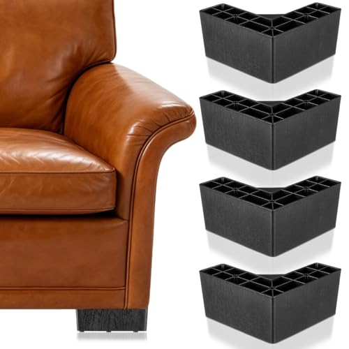 Image of Couch Legs Replacement 4 Pack 3 Inch L-Shaped Furniture Risers