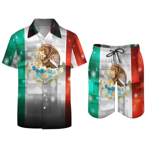 Summer Vacation Outfits for Men 2 Piece Beach Suit Casual Lapel Button Down Shirt and Shorts3