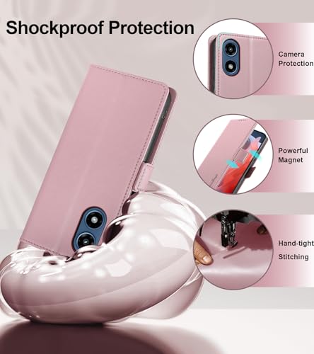 Yunubeyii Wallet Flip Case for Moto G Play (2024),Pink - image 5