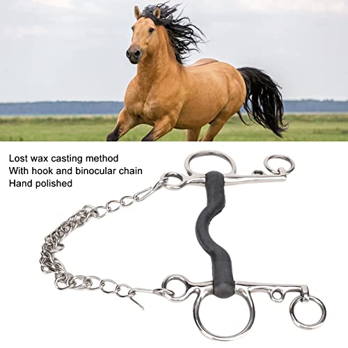 Pssopp Morso per Cavalli in Acciaio Inox, Filetto Equestre con Rivestimento in Gomma, Design Centrale Coperto, Accessori per Equitazione, 135mm