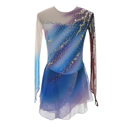 Robe patinage artistique fille extensible avec manches à crochet