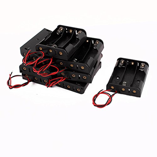 Aexit 8 Pcs Charger & Converters Battery Cell Case Non-Cover 3 x 1.5V AA Black Plastic Battery Chargers Dual Wire