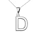 Donne Collana Pendente 14 Ct Bianco Oro Alto Polacco Milgrain Solitario Diamante "D" Sigla (Viene Fornito Con Una Catena Da 45cm)