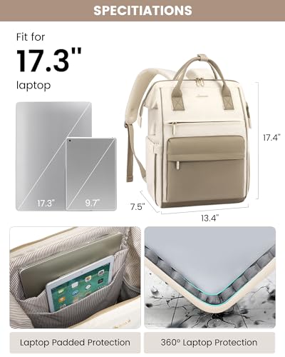 LOVEVOOK Laptop Backpack for Women, 17 Inch Work Teacher Nurse Bag