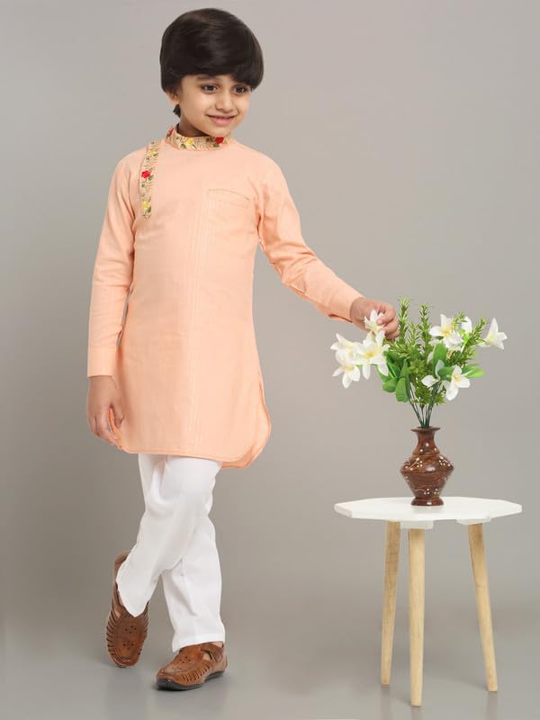 Image of Traditional Ethnic Wear Cotton Kurta Pyjama Set For Kids & Boys