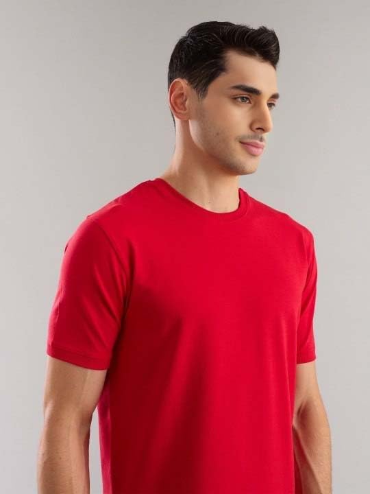Image of Men's Plain Cotton Crew Neck T-Shirt Regular Fit Short Sleeve Tee