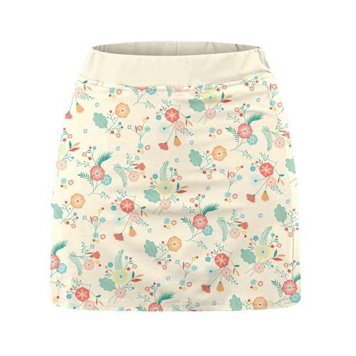 Fccrian Pantalones de bolsillo para mujer, color liso, cintura media, faldas cortas, pantalones ajustados, falda cargo, beige, 4XL