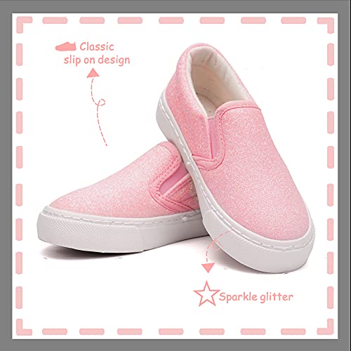 Toandon Toddler Kids Girls Sparkle Slip On Walking Shoes Age 2-102