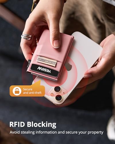 YESIIW Women's Slim Card Holder Wallet - Minimalist Pop Up RFID Blocking Wallet for Women, Anniversary & Birthday Gift for Her, Blossom Pink4