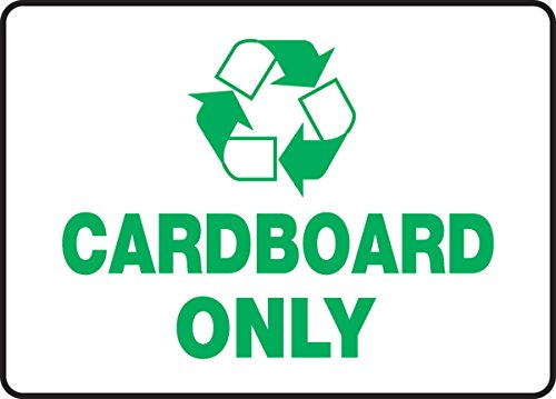 Accuform MPLR556XV Adhesive Dura-Vinyl Sign, Legend"Cardboard ONLY", 5" Length x 7" Width x 0.006" Thickness, Green on White