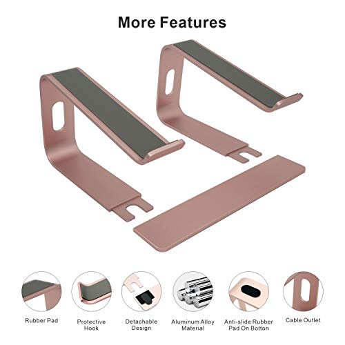 Laptop Stand, Ergonomic Aluminum Laptop Mount Computer Stand, Detachable Laptop Riser,Notebook Holder Stand Compatible with MacBook Pro/Air HP Lenovo Samsung Huawei ,All 10-17.3" Laptops(Rose Gold) - Image 5