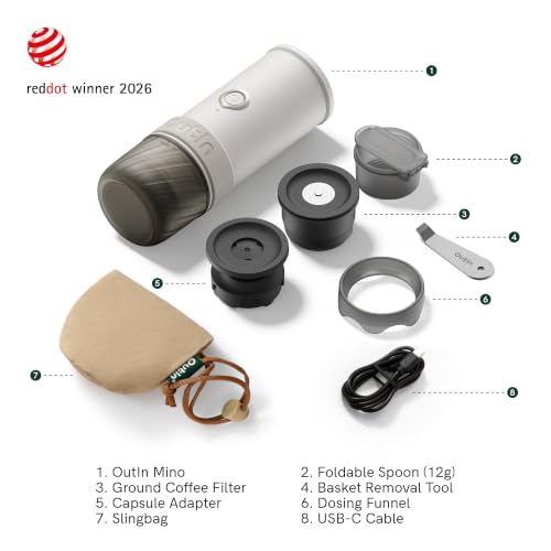 OutIn Mino Tragbare Elektrische Espressomaschine, Sandstone White – Ansicht 2