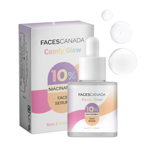 Image of FACES CANADA Comfy Glow 10% Niacinamide Face Serum - 15ml | Controls Oil | Fades Spots & Marks | Minimizes Pores | Brightens Tone & Refines Skin Texture | Lightweight | Water Based Formula