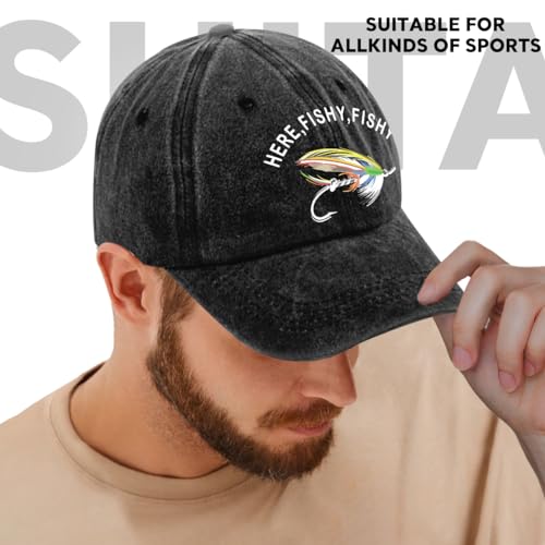 Image of Fishing Adjustable Cotton Baseball Cap, Funny Trucker Hat Gift for Men Women Grandpa Dad Fishing Lover Fisherman