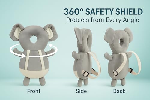 Image of Shark Doo Doo Baby Head Protector Cushion for 6-24 Months | Soft Plush Safety Backpack for Toddlers | Adjustable Straps, Anti-Fall Pillow for Infants (Elephant)