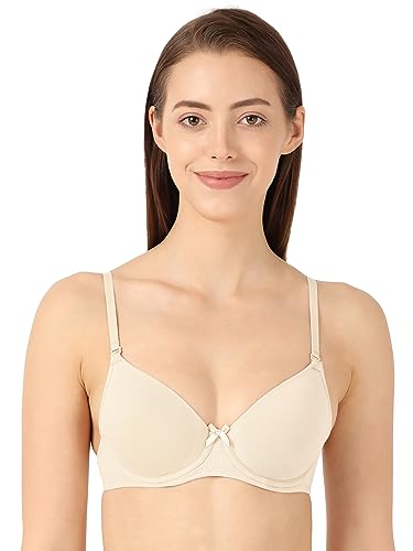 Image of Jockey 1245 Women Under-Wired Padded Super Combed Cotton Elastane Stretch Medium Coverage T-Shirt Bra with Detachable Straps