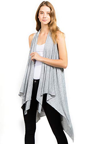 CCFW 48 Draped Open Front Cardigan Scarf Vest Grey