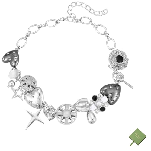 Black Heart Chunky Choker Necklace， Star Choker Necklace for Women Gothic Y2K Aesthetic Outfit Jewelry Accessories Vintage Retro Chunky Costume，Suitable for Mother's Day，Halloween and Christmas Day - Main Image