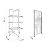Todeco - Sèche-Linge Electrique, Etendoir Pliant d'Intérieur - Dimensions du Produit replié: 143 x 72 x 9 cm - Matériau: Alliage en Aluminium - 3 étagères, Blanc, avec des Roues