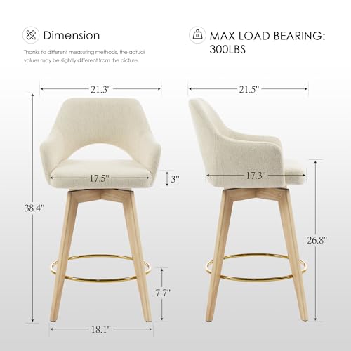Image of Zesthouse Swivel Counter Stools Set of 6, Wooden Counter Height Bar Stools