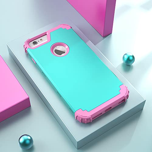 IDweel for iPhone 6S/6 Plus Case with Screen Protector Men, Mint Green/Pink - image 3