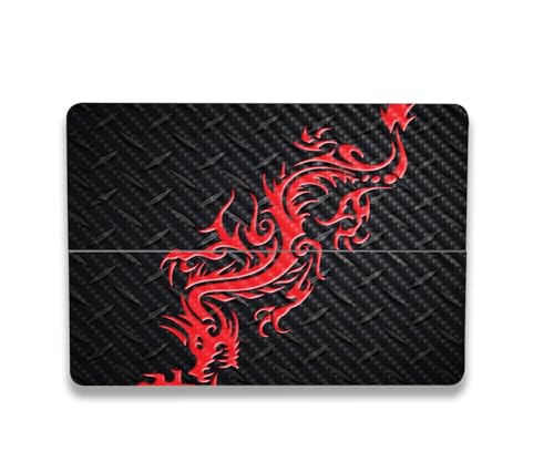 Image of MightySkins Carbon Fiber Skin Compatible with Microsoft Surface Laptop Studio 2 (2023) Full Wrap Kit - Red Dragon | Protective, Durable Textured Carbon Fiber Finish | Easy to Apply | Made in The USA