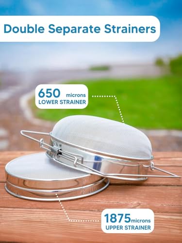 15 PCS Honey Extractor Kit, 2 Pack 5 Gallon Honey Bucket with Gate, 58-90% Refractometer Harvesting Equipment Hive Tool Bucket Rack Gloves Beekeeping Frame Gripper Strainer Knife - Image 6