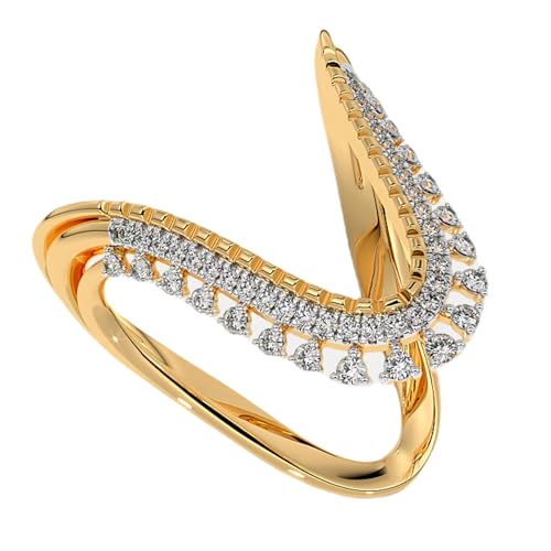 The Nirvana Vanki Ring, 0.31 Carat Moissanite Ring with 4.11 Gram 14k Gold Plated Sterling Silver Wedding, Engagement, Promise Ring|MTI_RNG_2093