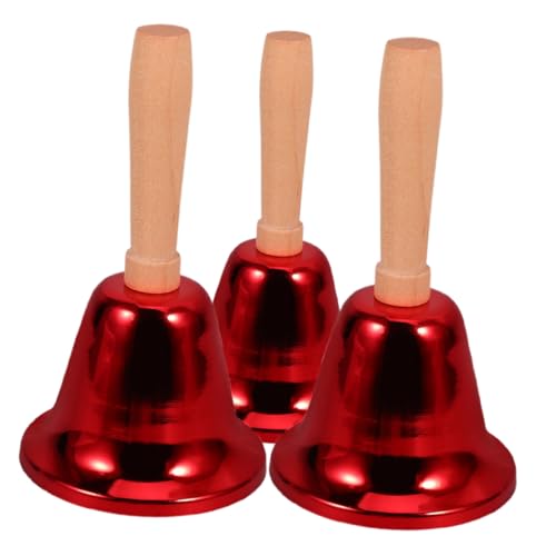 Parliky 3 Pezzi Campanella da Mano in Metallo con Manico in Campanello Scuola e Suono Chiaro per Reception Eventi e Quotidiano