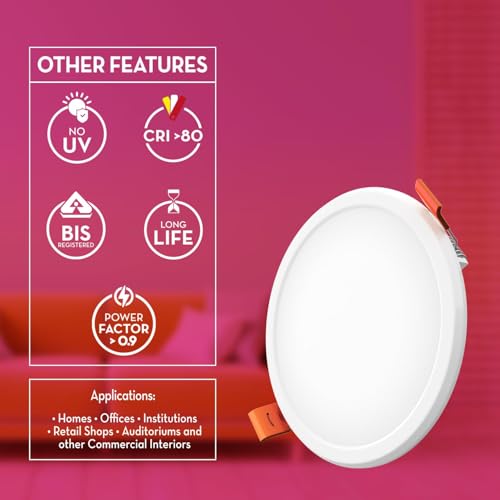Image of Crompton Star Lord | Recessed Ceiling Lights | 15W | Round | Cool White | for False Ceiling Installation | Cutout: 6 inch | for Home, Living Room, Office & Shops | Pack of 1
