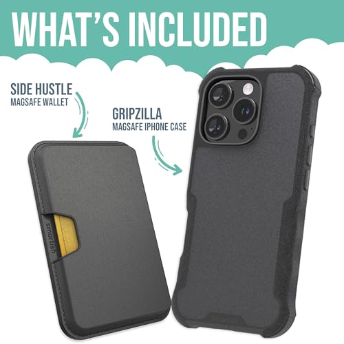 Image of Smartish iPhone 16 Pro Magnetic Case with MagSafe Wallet - Gripzilla - Magsafe Compatible Armor Grip Cover + Detachable Magnetic Credit Card Holder - Black Tie Affair