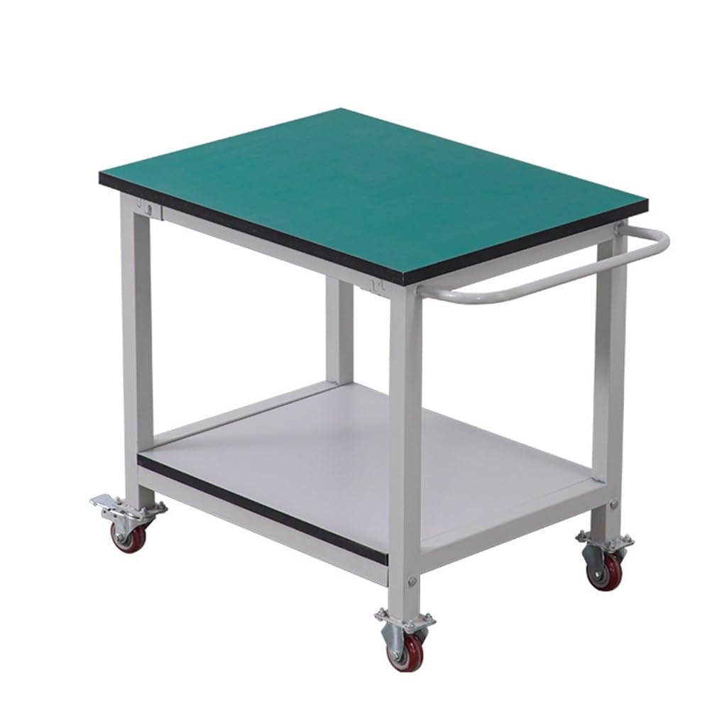 Carrello multiuso in acciaio inox con ruote bloccabili, carrello portaoggetti a 2 livelli per magazzino, garage e pulizie, resistente, 80 x 60 x 75 cm, design durevole, mobile e versatile