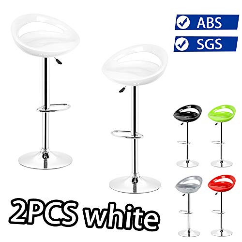 Turefans 2 x Silla de la Barra, Altura Ajustable (84-104cm), Alta Elasticidad, rotación de 360 ° (Blanco)