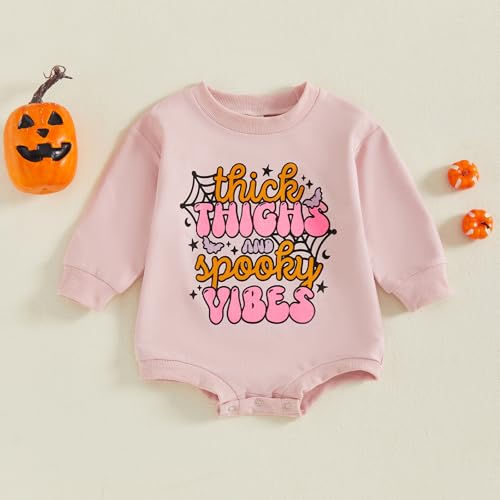 Seyurigaoka Baby Girl Halloween Outfit Thick Thighs and Spooky Vibes Oversize Sweatshirt Romper Fall Clothes2