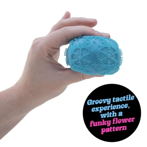 Schylling NeeDoh Fuzz Ball Flower Power - Sensory Toy with a Velvet Texture and Soft Cloud Squish - Pattern You Can See and Feel - Ages 3 and Up - Color May Vary; One Per Pack