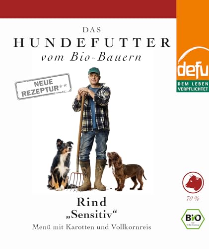 defu Hundefutter | 6 x 820 g | Bio Rind Sensitiv | Premium Bio Nassfutter Menü | Alleinfuttermittel für Hunde
