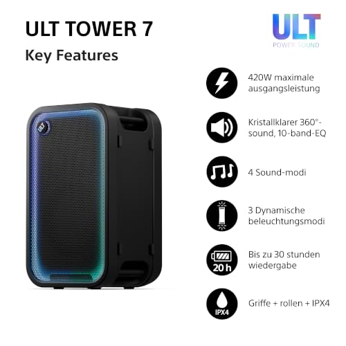 Sony ULT Tower 7 tragbarer kabelloser Bluetooth-Partylautsprecher