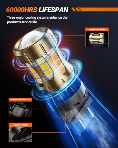 Image of SEALIGHT 3157 Switchback LED Bulbs 3057 3457 4157 Dual Color Amber /White Anti Hyper Flash With Extra Resistor Error Free Turn Signal Lights and DRL /Parking Lights, 2PCs