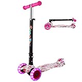 2. Einstellbare Höhe: 3-Stufen höhenverstellbare Aluminiumlegierung Stange (ca. 77cm - 82cm-87cm) kann entsprechend der Höhe der Kinder angepasst werden, begleitet von Kind Wachstum. Außerdem ist der mit Gummi gefertigte Lenker weich und rutschfest, was die Hand des Kindes beim Fahren perfekt schützen kann. Es ist ein guter Partner des Kindes.