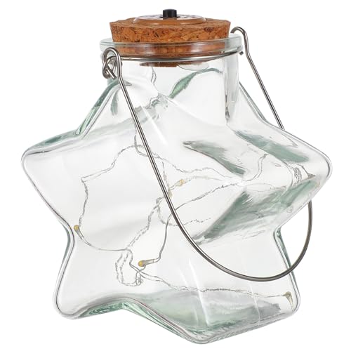 Sosoport Lámpara Colgante de Botella Decorativa Luz Cálida Forma de Estrella Cristal Transparente Tamaño Pequeño Guirnalda de Luces de Hadas Adecuado para Jardín y Decoración de Bodas