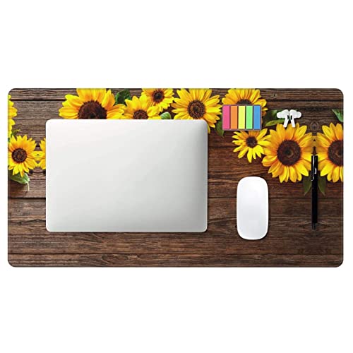 Drewniana tablica słonecznik kwiat podkładka pod mysz 40 x 75 cm duża podkładka pod mysz do gier do biura, gier, PC, laptopa, biurka